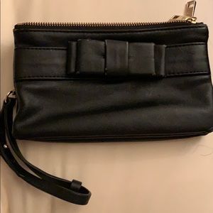 Wristlet black leather